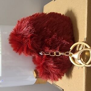 Red Faux Fur Heart Keychain Purse Charm Bag Charm Valentine's Day Gift